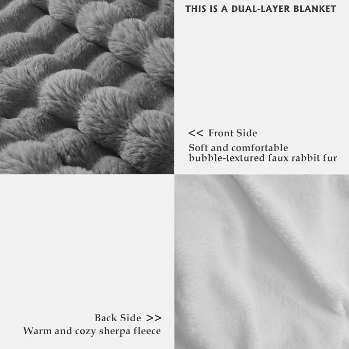 60x80 Inches Ultra-Soft Fuzzy Faux Fur Plush Twin Size Blanket - Image 3