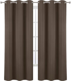 Chocolate Thermal Blackout Curtains/42 x 84 Inch/Set of 2 Panels Room Darkening - Image 2