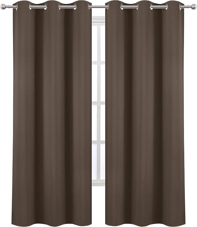 Chocolate Brown Thermal Blackout Curtains/38 x 84 Inch/Set of 2 Panels Room - Image 2