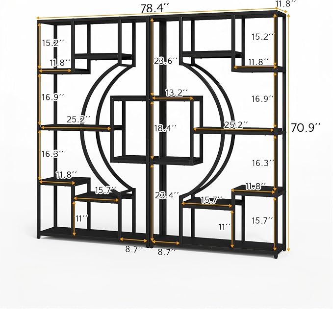 HolliWill 70.8" Tall Bookshelves Set of 2, Bedroom –Metal Frame & Anti-Tip & - Image 2