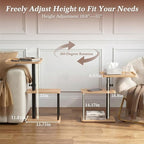 Faesun C Table End Table Adjustable Height, 360°Swivel TV Tray Table - Image 8