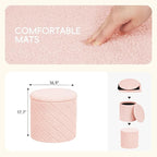 PINPLUS Ottoman with Stroage Round Boucle Ottoman and Tray Sherpa Removable - Image 3
