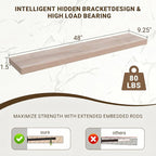 Acovy 48 Inch Floating Shelves, 3D Textured Wood Grain, Wooden Shelves - Image 3