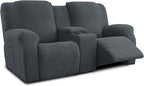 Recliner Loveseat Covers with Console, 6-Piece Stretch Geometric Strokes by Unknown