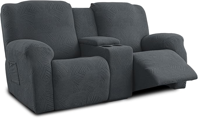 Recliner Loveseat Covers with Console, 6-Piece Stretch Geometric Strokes by Unknown
