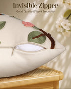 Embroidered Lumbar Pillow Cover 20x12 Inch, Bird Lemon | Decorative Throw - Image 3