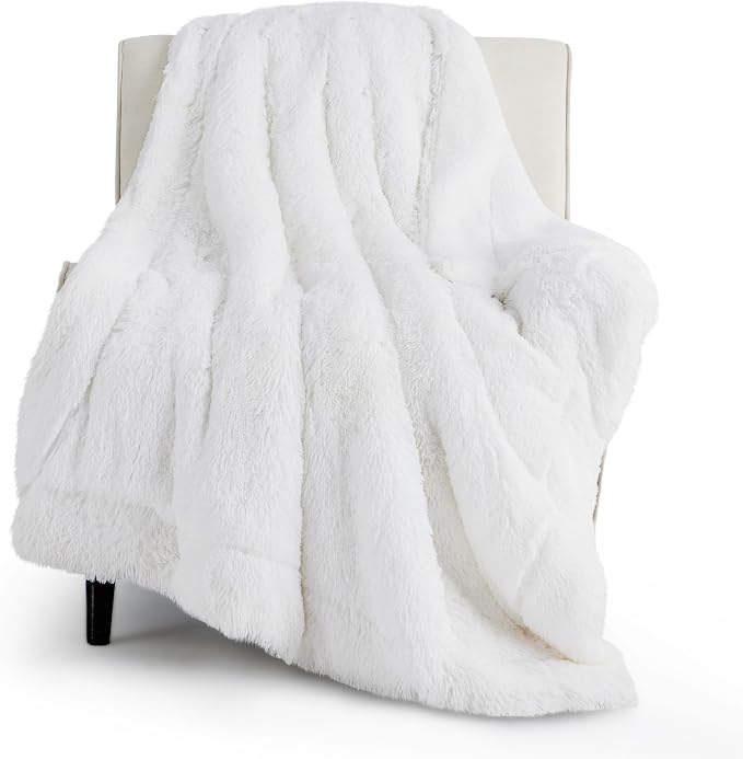 Bedsure GentleSoft Fluffy White Throw Blanket, Soft Cozy Furry Sherpa Fleece by Unknown