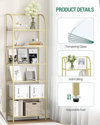 Hzuaneri Bookcase Bookshelf, Tempered Glass Arched Bookshelf - Image 3