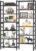 Homykic Double Wide Bamboo Bookshelf Black, 6-Tier Large Open Bookcase by Homykic