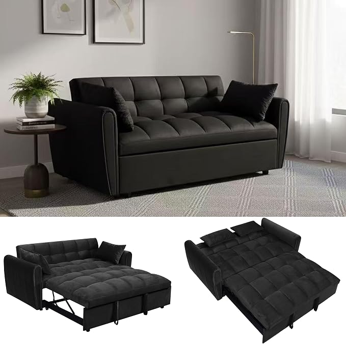 65 Inch Convertible Sleeper Sofa, 3-in-1 Sleeper Loveseat - Image 3