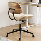 Armless Office Chair with Wheels, PU Leather Adjustable Height Desk Chair - Image 6