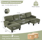 Karl home U-Shape Sectional Sofa Couch 111" Modern 4-Seat Sofa - Image 2