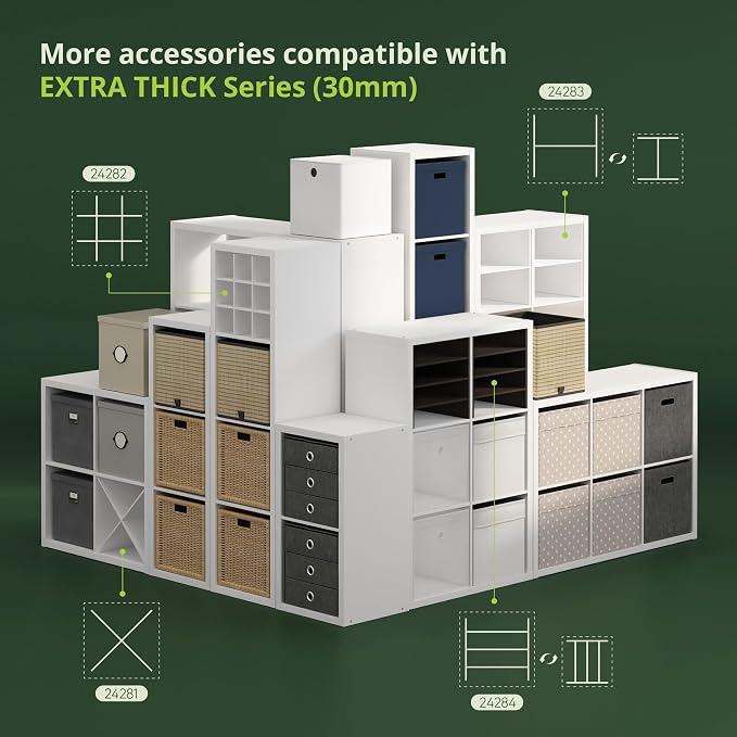 Furinno Cubicle Book Shelf, 5-Cube Bookshelf, Extra Thick Horizontally & - Image 4