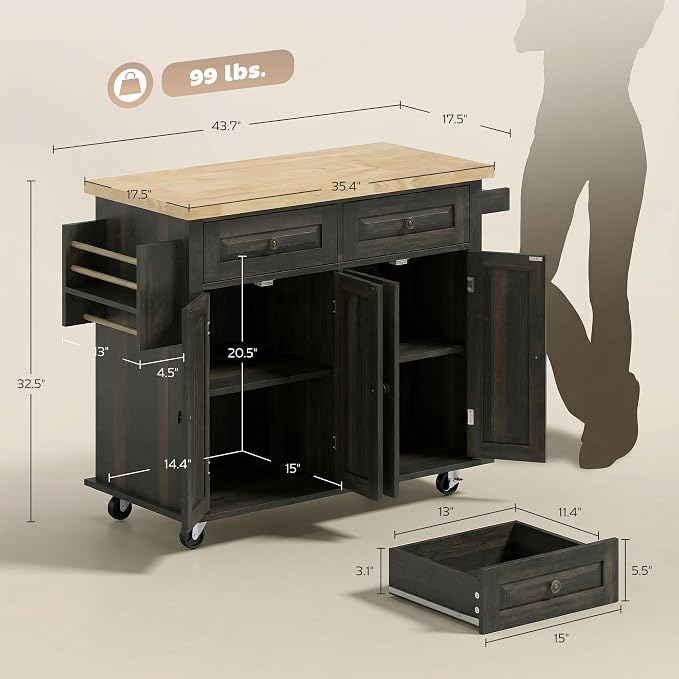 HOMCOM Kitchen Island Cart - Image 7