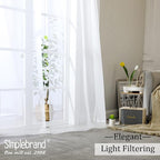 Simplebrand Sheer White Curtains 108 Inches Long, Extra Long Rod Pocket Solid - Image 2