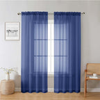 Royal Blue Sheer Curtains 78 Inches Long 2 Panels Set, Privacy Light Filtering by Lecloud