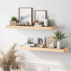 36x8x1.6 inch Floating Shelves Set of 2 – Solid Wood Rustic Wood Wall Mounted - Image 2
