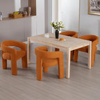 Modern Sherpa Barrel Dining Chair Upholstered Faux Fur Dining Room Chair - Image 7