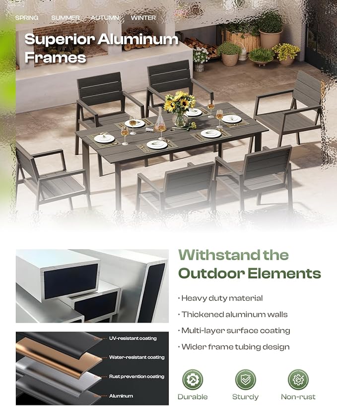 Outdoor Dining Set for 4, Patio Table and Chairs Set - Image 4