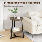 Gadroad Round End Table with Storage Shelf, 2 Tier Farmhouse Side Table - Image 8