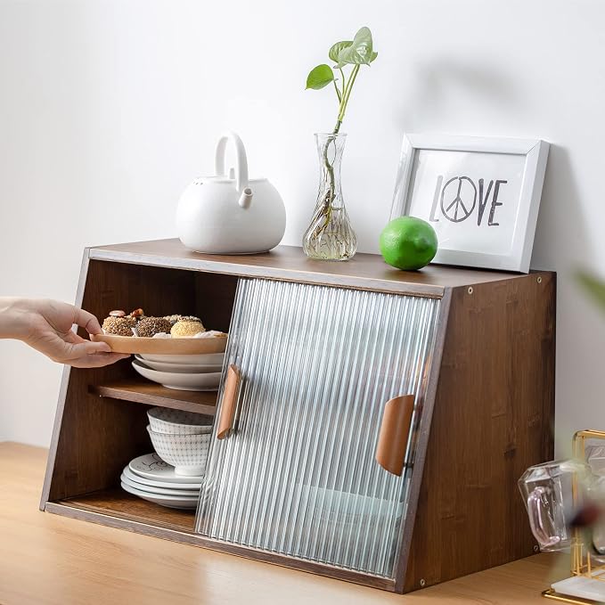 HollyHOME Small Bamboo Kitchen Pantry Sideboard - Image 6