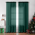 Hunter Green Sheer Curtains 84 Inches Long 2 Panels by OVZME