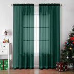 Hunter Green Sheer Curtains 84 Inches Long 2 Panels by OVZME