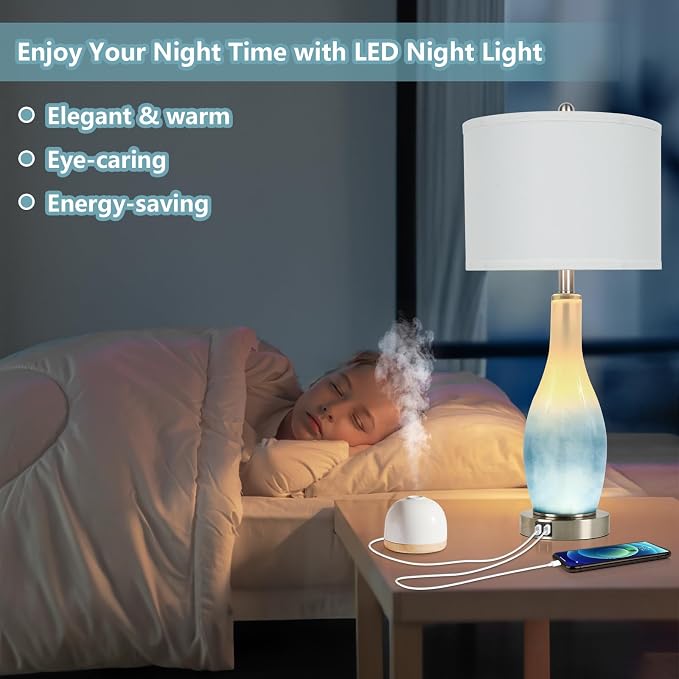 BesLowe 26in Tall Glass Table Lamps Set of 2 - Image 3