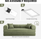 79'' Corduroy Sleeper Couch Bed, No Assembly Modular Floor Sofa - Image 7
