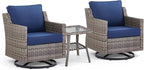 3 Pieces Patio Furniture Set-High Back Swivel Patio Chairs Set of 2 - Image 9