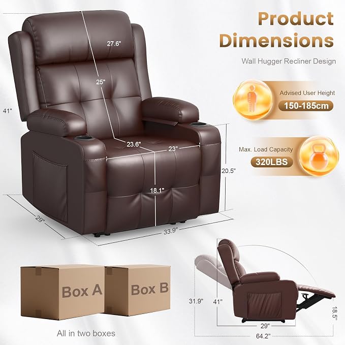 Home Theater Seating Power Recliner Chair, Massage Reclining Sofa - Image 2