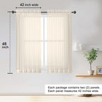 Sheer Cream Curtains 84 Inch Length 2 Panels Set - Image 2