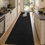 2x10 Black Solid Runner Rug Washable Non-Slip by Unknown