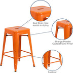 Flash Furniture Lily 4 Pack Commercial Grade 24" High Backless Orange Metal - Image 6