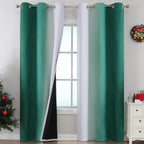 Green and Greyish White Blackout Curtains 42Wx84L 2 Panels | Ombre Curtains by ESTELARTEXTILER