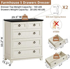 Joaxswe Farmhouse 5 Drawer Dresser - Image 2