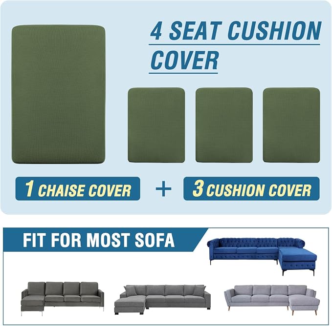 H.VERSAILTEX Sectional Couch Covers 4 Pieces Sofa Seat Cushion Covers L Shape - Image 8