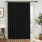 INOVADAY Linen Textured 100% Blackout Sliding Door Curtains 102x108 Black | 1 by INOVADAY