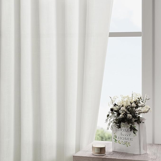 Off White Linen Curtains 90 Inches Long - Image 4