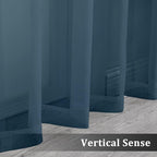 Dusty Blue Sheer Curtains 63 inch Length 2 Panels Set - Image 5