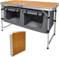 Folding Camping Table with Storage Lightweight Camp Tables Portable by HYMnature