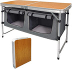 Folding Camping Table with Storage Lightweight Camp Tables Portable by HYMnature