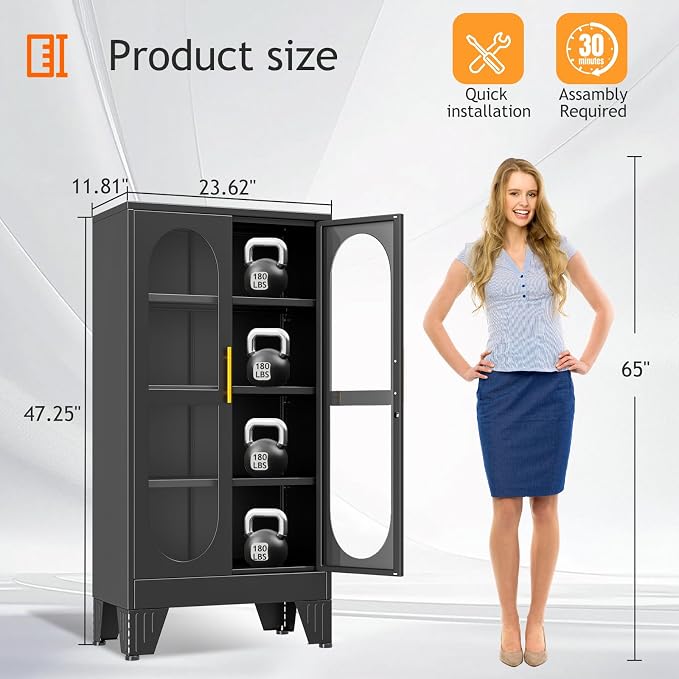 PAOFIN 47" H Locking Display Cabinet - Image 2