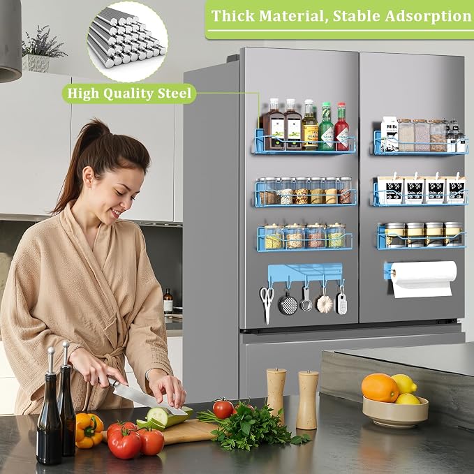Magnetic Spice Rack for Refrigerator, 9 Pack Magnetic Fridge Shelves - Image 6