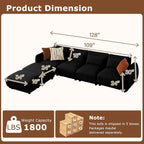 U Shaped Cloud Sectional, Convertible L Shaped Couch - Image 2
