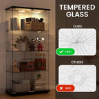 Display Cabinet with Light, Glass Door and Lock, 4-Shelf Fast Installation in - Image 5
