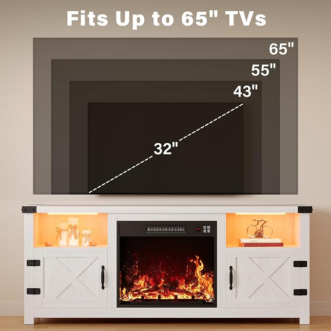 YESHOMY LED Fireplace TV Stand - Image 7
