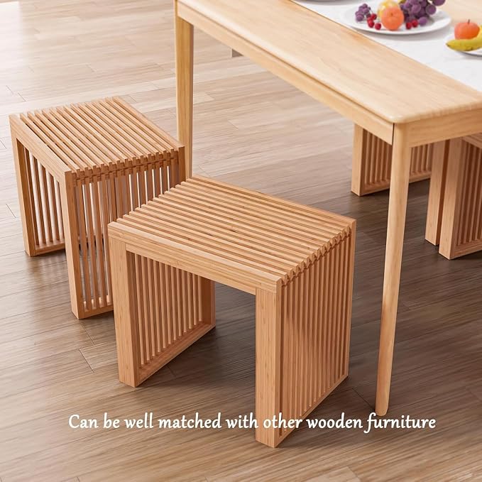 APRTAT Small Bamboo Dining Bench, 17inch Farmhouse Decor Indoor Kitchen Table - Image 2