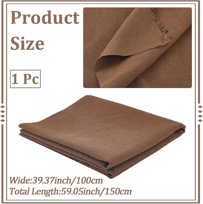 59 Inch Dark Brown Quilting Linen Type Cloth Fabric by The Yard Blend Solid - Image 2