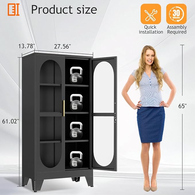 PAOFIN 61" H Locking Display Cabinet - Image 2